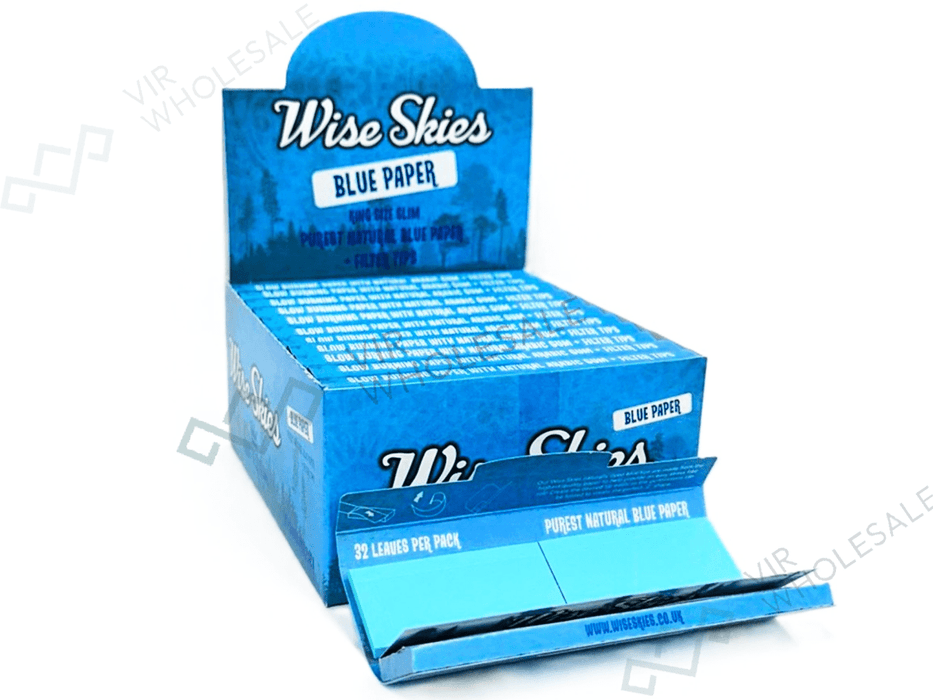 Wise Skies Blue Connoisseur Papers + Tips (24 Packs Per Box) - VIR Wholesale