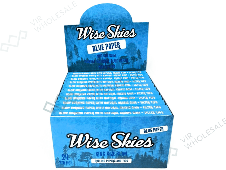 Wise Skies Blue Connoisseur Papers + Tips (24 Packs Per Box) - VIR Wholesale