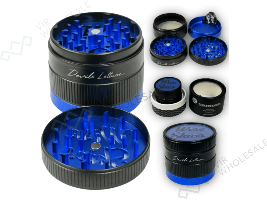Wise Skies Devils Lettuce 4 - Part Grinder – 62mm (Colours May Vary) - VIR Wholesale