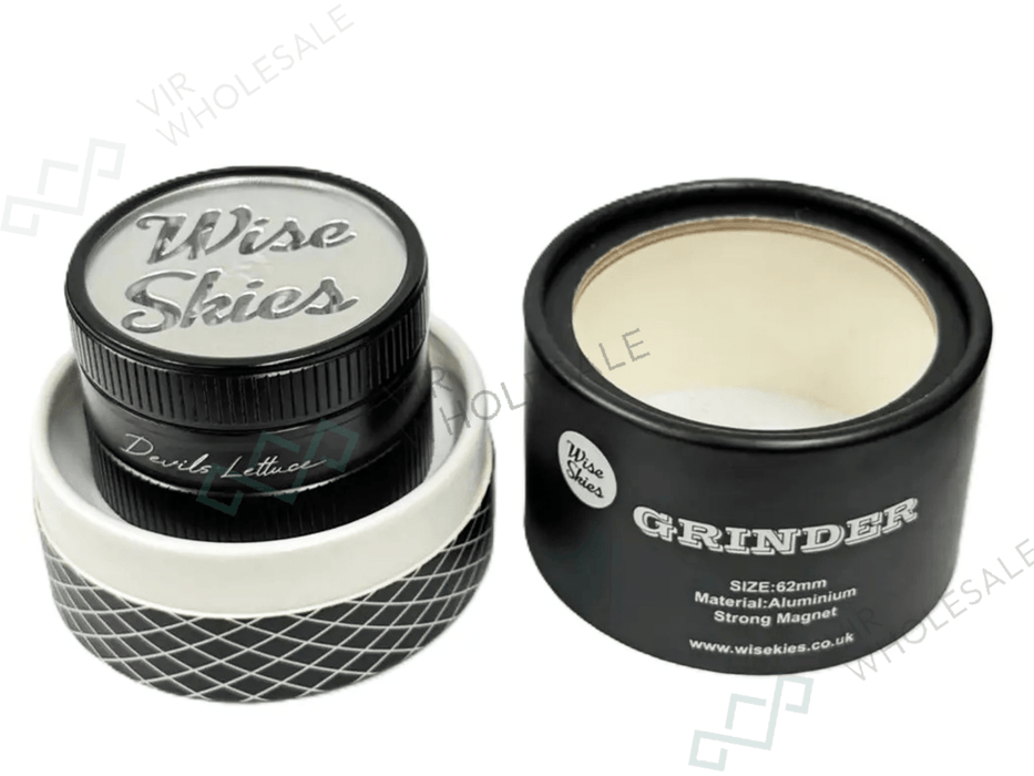 Wise Skies Devils Lettuce 4 - Part Grinder – 62mm (Colours May Vary) - VIR Wholesale
