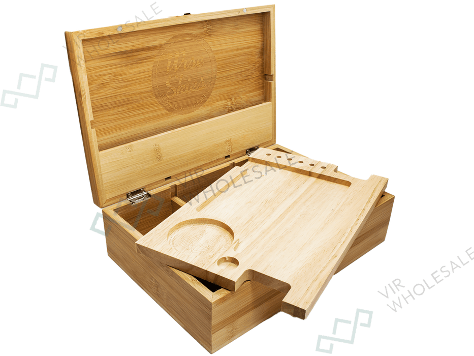 Wise Skies Natural Bamboo XL Rolling Box - VIR Wholesale