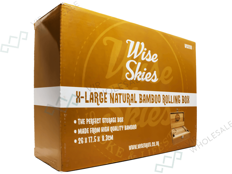 Wise Skies Natural Bamboo XL Rolling Box - VIR Wholesale