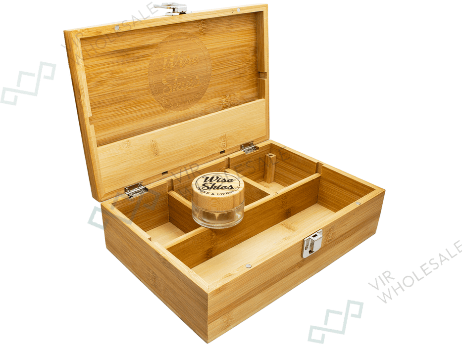 Wise Skies Natural Bamboo XL Rolling Box - VIR Wholesale