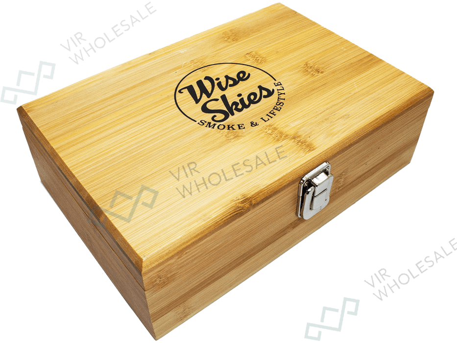 Wise Skies Natural Bamboo XL Rolling Box - VIR Wholesale