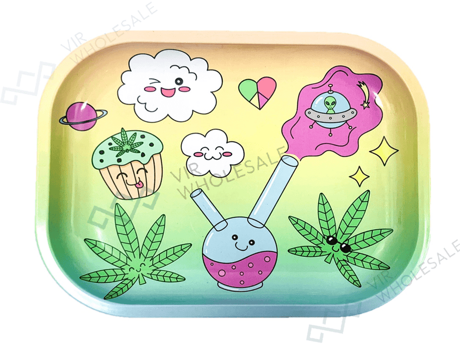 Wise Skies Small Rolling Tray – Cute Bong Design - VIR Wholesale