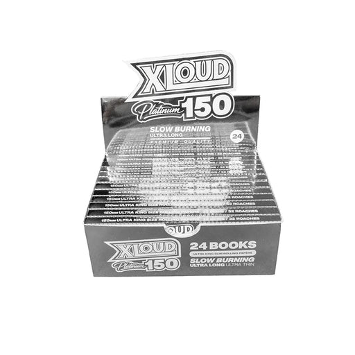 XLOUD Platinum 150 Ultra King Size Rolling Papers – Slow Burning, Ultra Thin | 32 Papers + 32 Roaches | Display of 24 Packs - VIR Wholesale