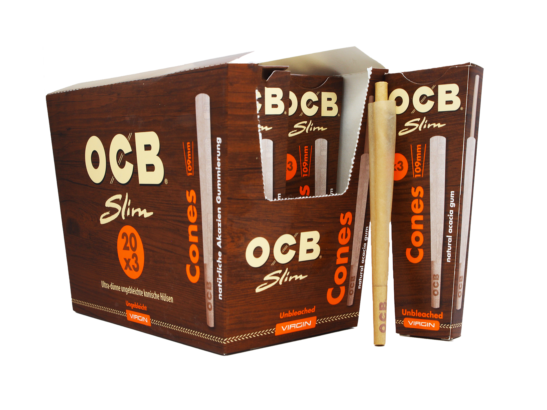OCB Virgin (unbleached) King-Size Slim Pre-Rolled Cones - VIR Wholesale