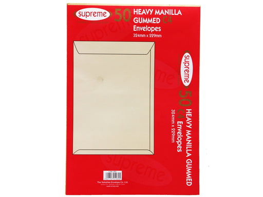 50 SUPREME Heavy Duty MANILLA C4 Envelopes 324X229MM - VIR Wholesale