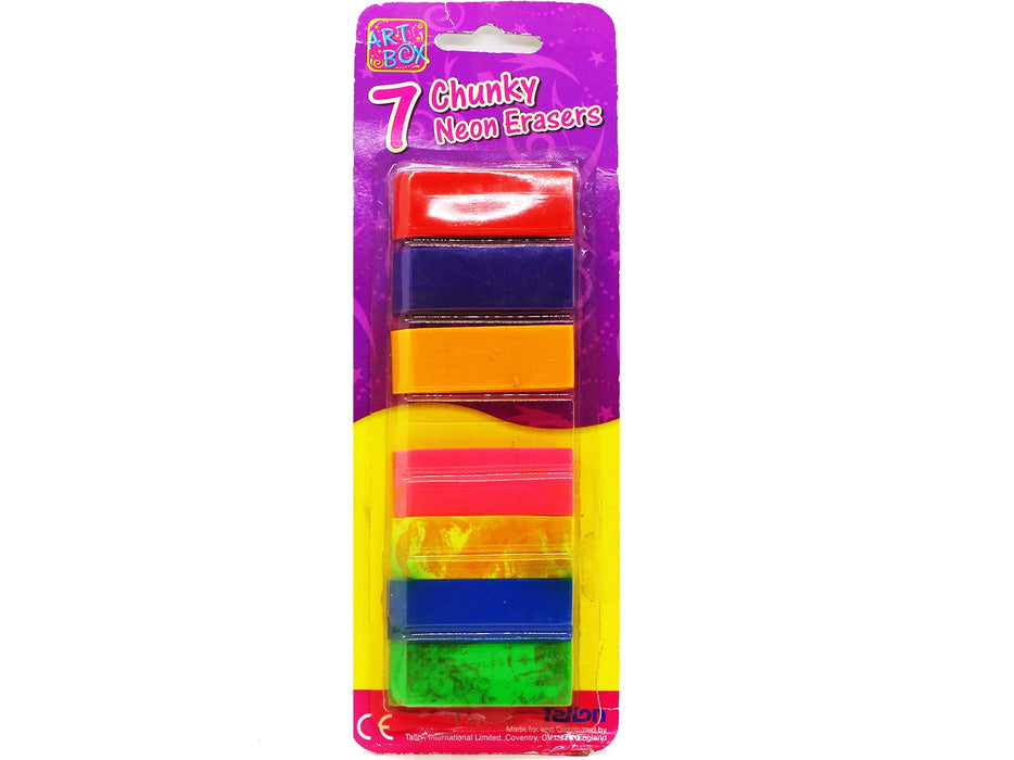 7 Chunky Neon Erasers. - VIR Wholesale