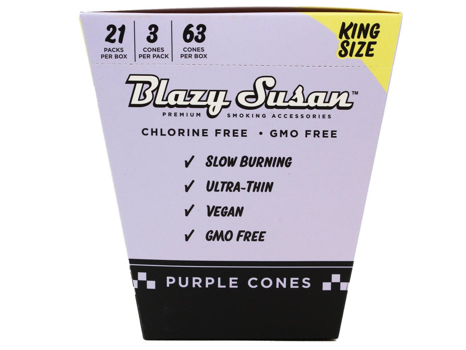 BLAZY SUSAN King Size Purple Pre-Rolled Cones – 21 Cones Per Box - 3 Cones Per Pack - VIR Wholesale