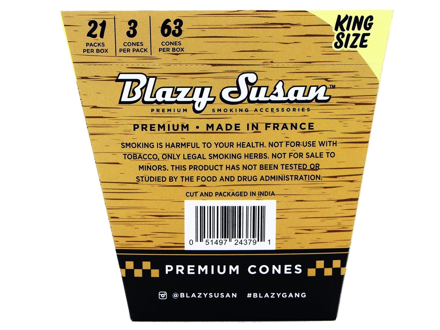 BLAZY SUSAN Premium King Size Unbleached Cones 3 Cones Per Pack 21 Packs Per Box - VIR Wholesale