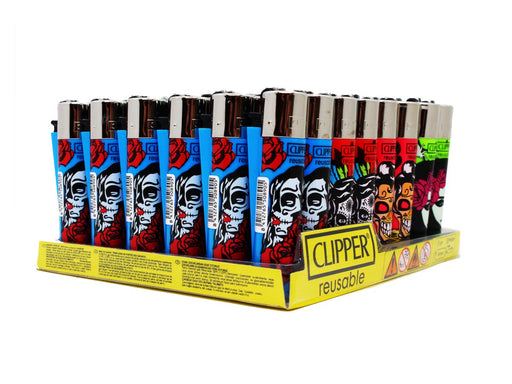 CLIPPER Lighters Printed 48's Various Designs - Calaca - VIR Wholesale