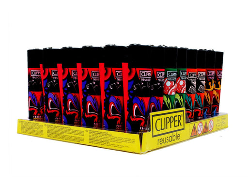CLIPPER Lighters Printed 48's Various Designs - Hungry Skulls - VIR Wholesale