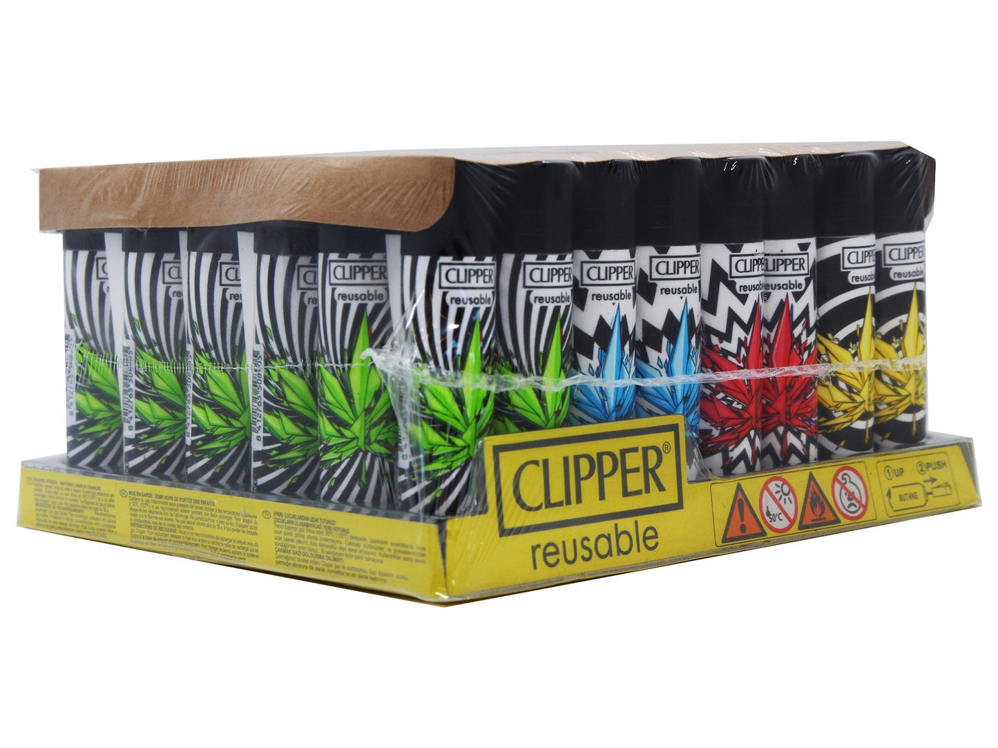 CLIPPER Lighters Printed 48's Various Designs - Leaf - VIR Wholesale