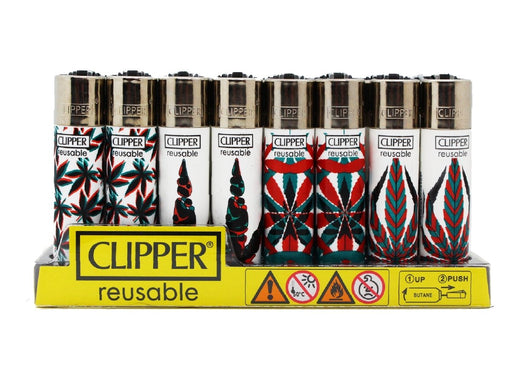 CLIPPER Lighters Printed 48's Various Designs- Neon Leaves - VIR Wholesale
