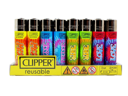 CLIPPER Lighters Printed 48's Various Designs - New Tie Dye - VIR Wholesale
