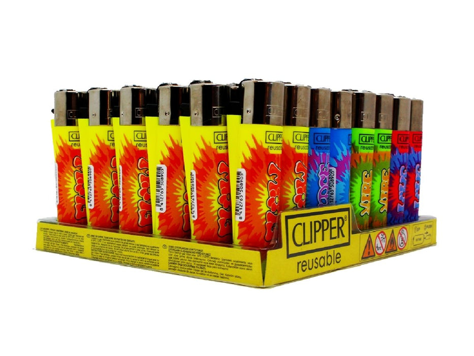 CLIPPER Lighters Printed 48's Various Designs - New Tie Dye - VIR Wholesale