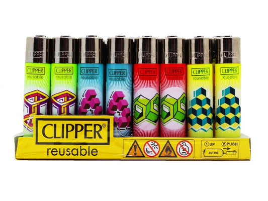 CLIPPER Lighters Printed 48's Various Designs - Optical Illusions - VIR Wholesale