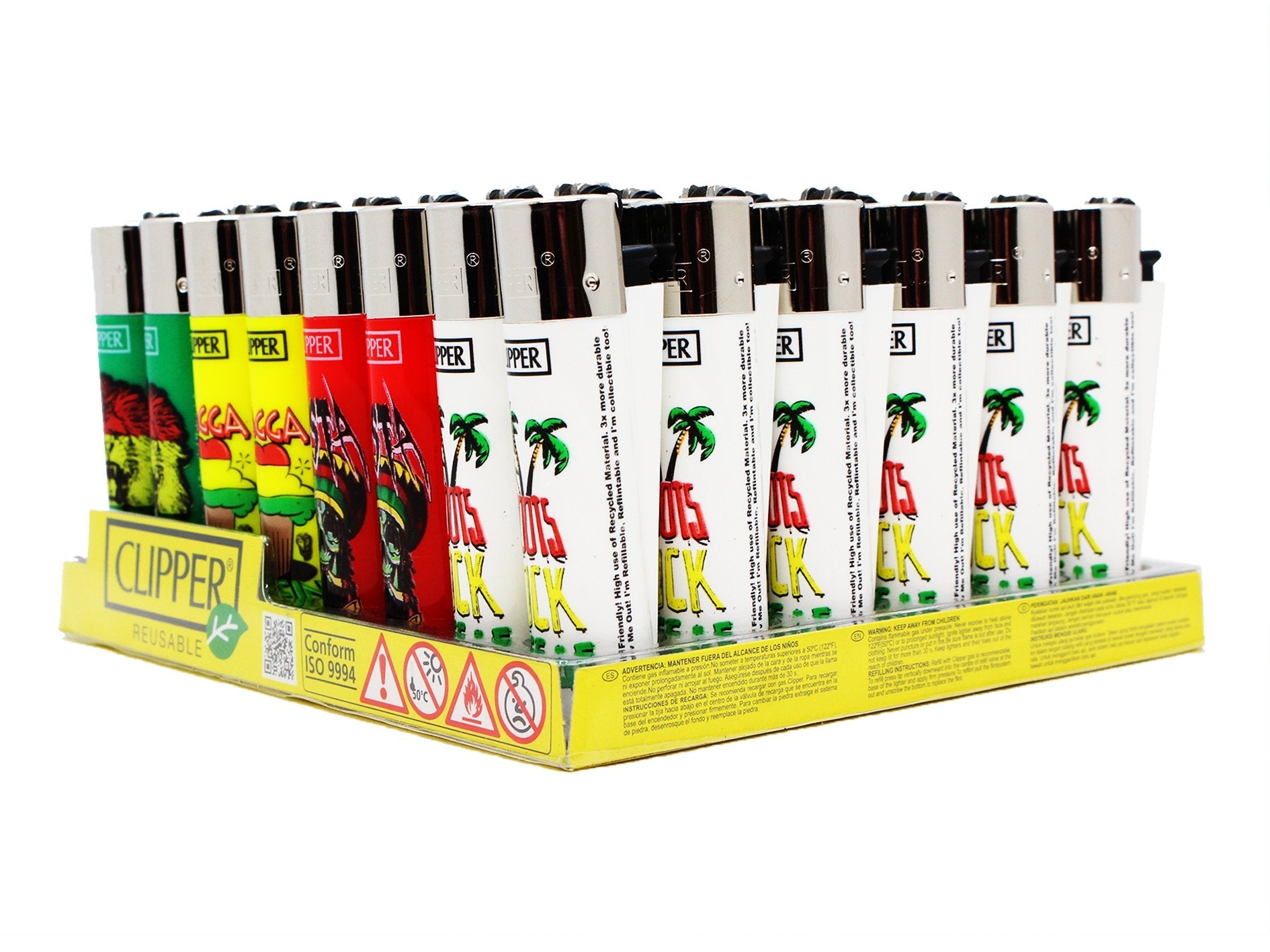 CLIPPER Lighters Printed 48's Various Designs - Rasta Exclusive from USA - VIR Wholesale