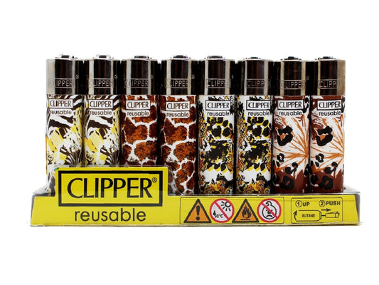 CLIPPER Lighters Printed 48's Various Designs - Safari Pattern - VIR Wholesale
