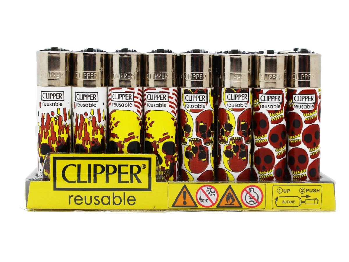 CLIPPER Lighters Printed 48's Various Designs- Skulls - VIR Wholesale