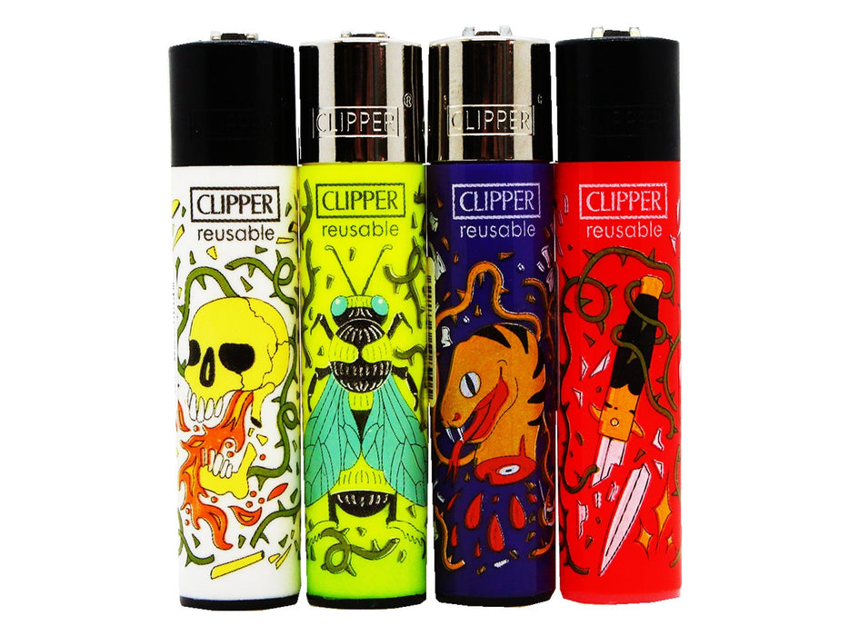 CLIPPER Lighters Printed 48's Various Designs - Violence - VIR Wholesale