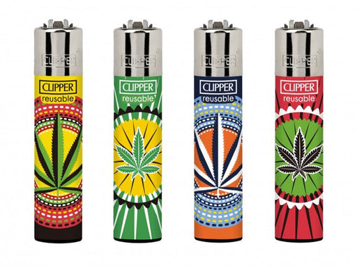 CLIPPER Lighters Printed 48's Various Designs - Weed Circles Tray of 48 - VIR Wholesale