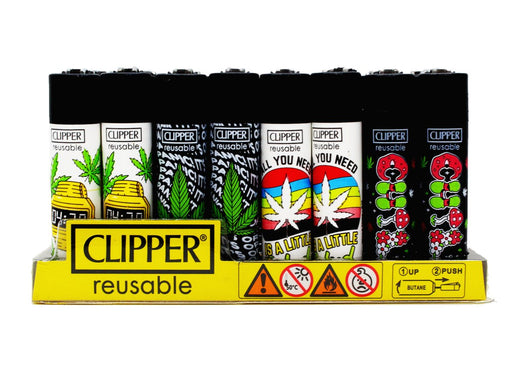 CLIPPER Lighters Printed 48's Various Designs - Weed Time - VIR Wholesale