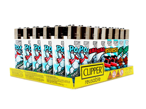 CLIPPER Lighters Printed 48's Various Designs - Winter Mix - VIR Wholesale