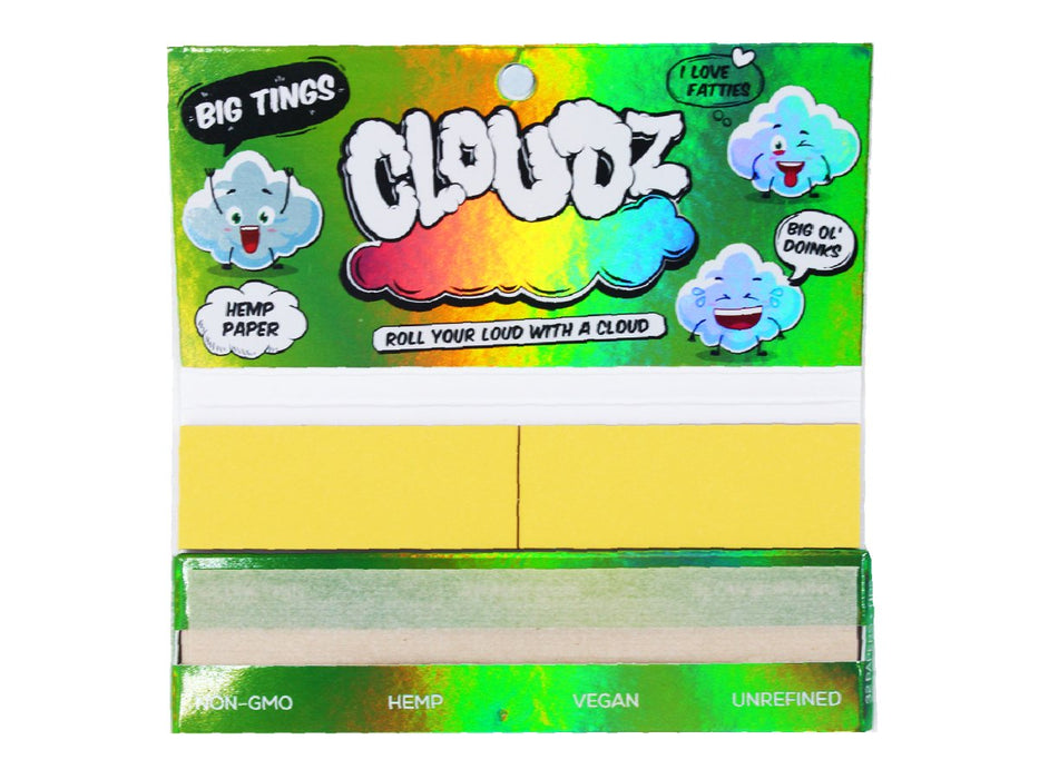 Cloudz - Big Tings "Wide" Rolling Papers King Size + Tips - Hemp - VIR Wholesale