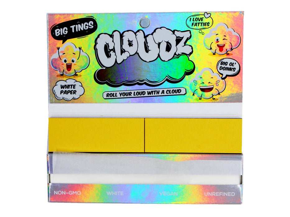 Cloudz - Big Tings "Wide" Rolling Papers King Size + Tips - White - VIR Wholesale