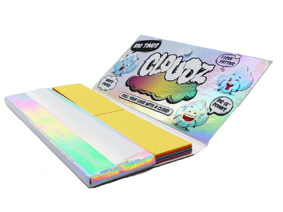 Cloudz - Big Tings "Wide" Rolling Papers King Size + Tips - White - VIR Wholesale