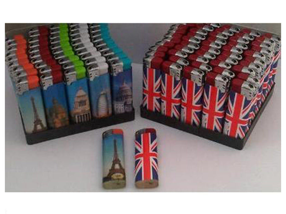 Electronic Lighter Britain Flag / World Cities 805 50's - VIR Wholesale
