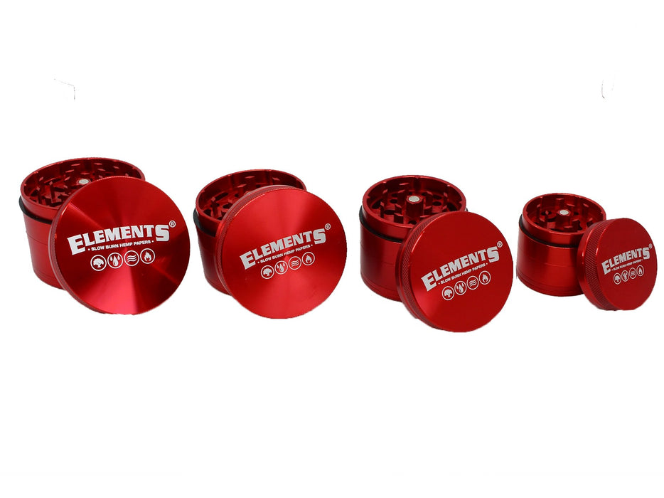 Elements 4 Part Grinder - Red - VIR Wholesale