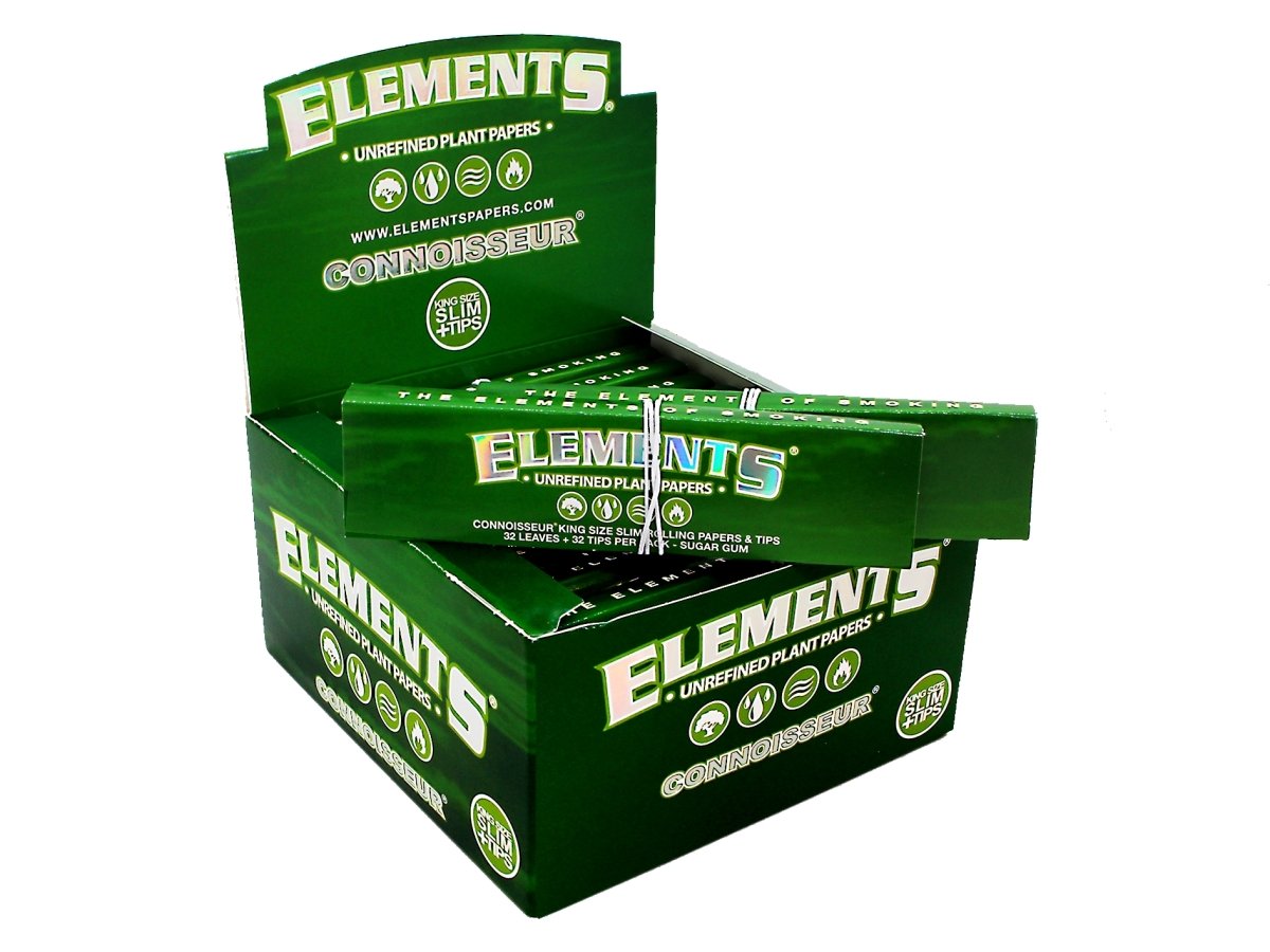 ELEMENTS Green Connoisseur King Size Slim Rolling Papers - VIR Wholesale