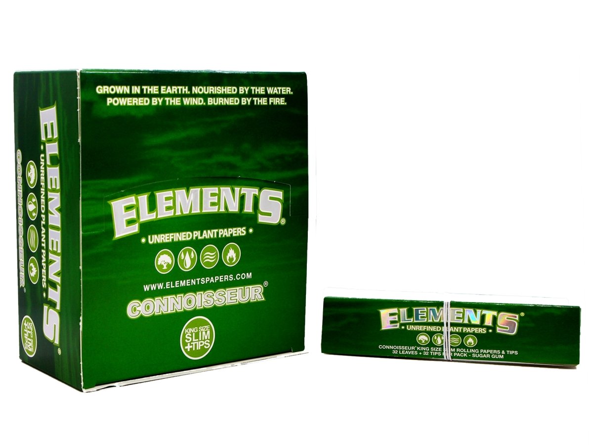 ELEMENTS Green Connoisseur King Size Slim Rolling Papers - VIR Wholesale