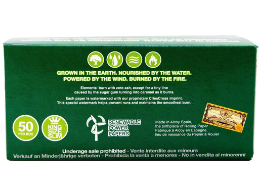 ELEMENTS Green King Size Slim Rolling Papers - VIR Wholesale