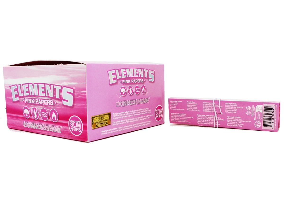 ELEMENTS Pink Connoisseur King Size Slim - 24 Pack - VIR Wholesale