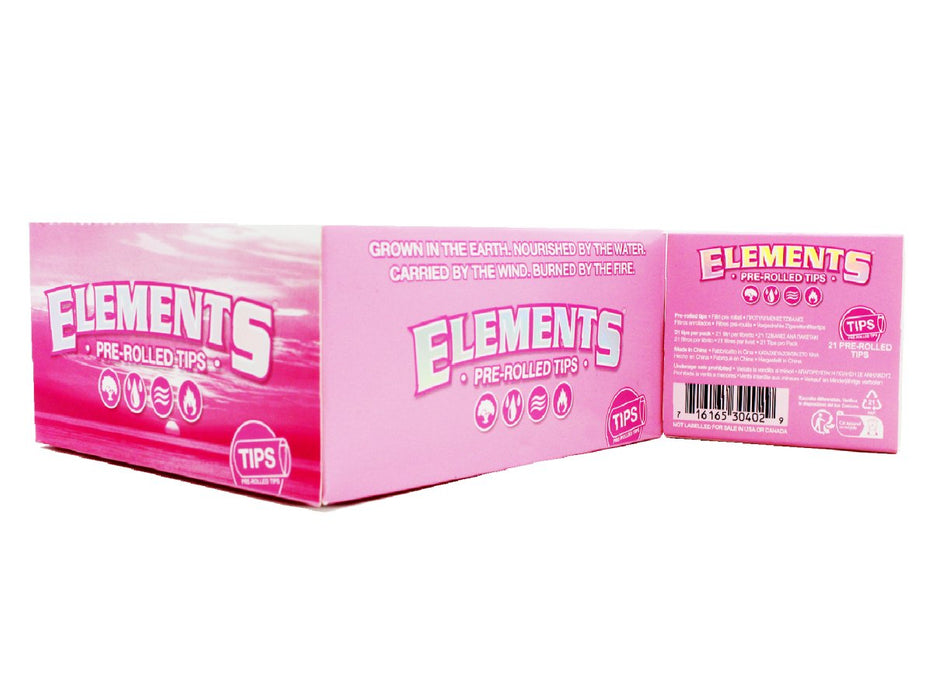 ELEMENTS Pink Pre-Rolled Tips 21 Per box - VIR Wholesale