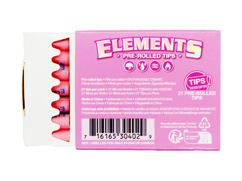 ELEMENTS Pink Pre-Rolled Tips 21 Per box - VIR Wholesale