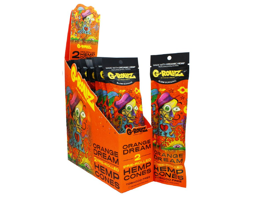 G-Rollz Pre-Rolled Hemp Cones - 12 Packs Per Box - 2 Cones Per Pack - Orange Cream - VIR Wholesale