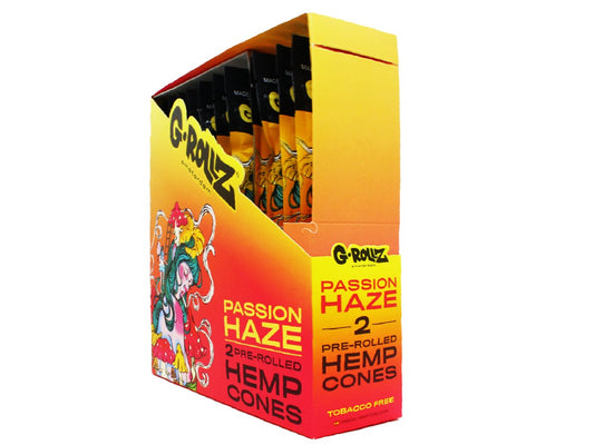 G-Rollz Pre-Rolled Hemp Cones - 12 Packs Per Box - 2 Cones Per Pack -Passion Haze - VIR Wholesale