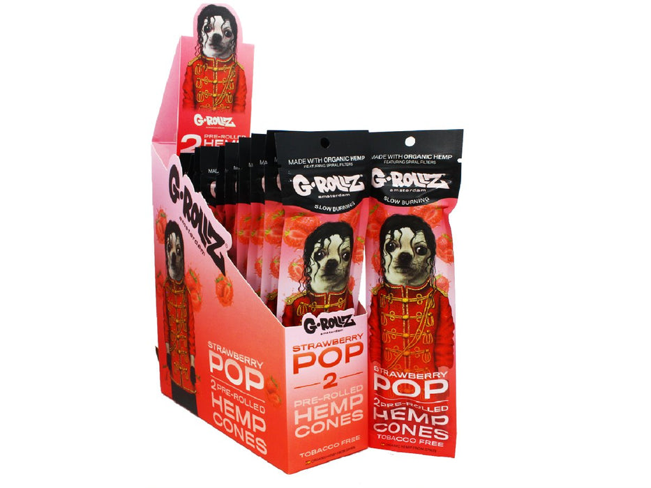 G-Rollz Pre-Rolled Hemp Cones - 12 Packs Per Box - 2 Cones Per Pack - Strawberry Pop - VIR Wholesale