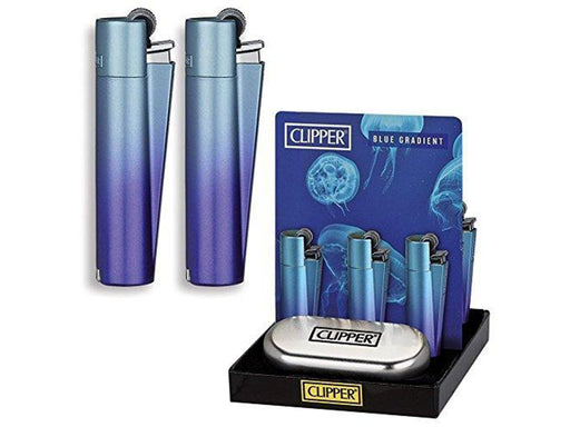 Genuine CLIPPER Blue Gradient Lighters With Tin Case Pocket Cigarette Lighter - VIR Wholesale