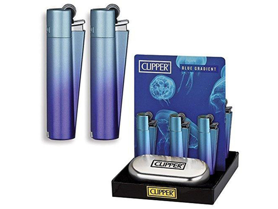 GENUINE CLIPPER BLUE GRADIENT LIGHTERS WITH TIN CASE POCKET CIGARETTE genuine-clipper-blue-gradient-lighters-with-tin-case-pocket-cigarette