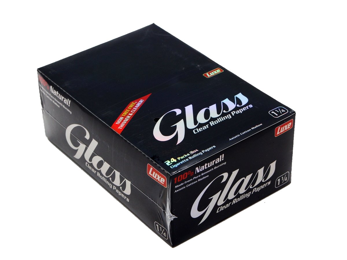  FULL BOX GLASS 1 1/4 CLEAR CELLULOSE Cigarette rolling papers -  24 Pack/40 count : Health & Household