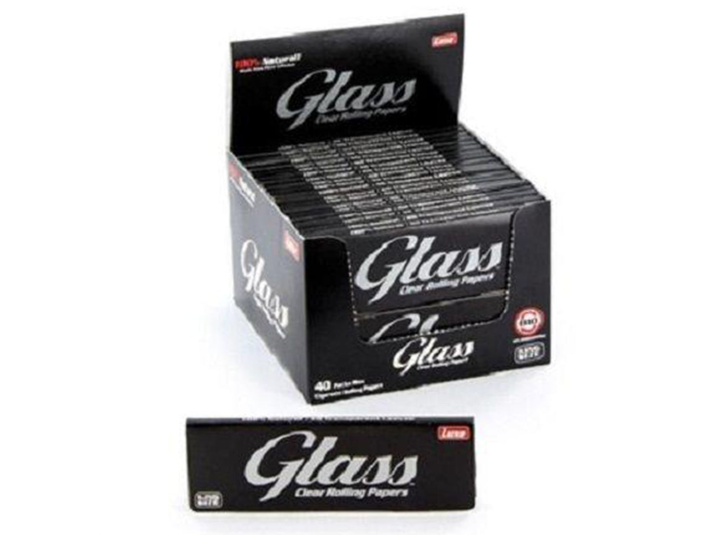 GLASS King Size Clear Cellulose Cigarette Rolling Papers - 24 Pack - VIR Wholesale