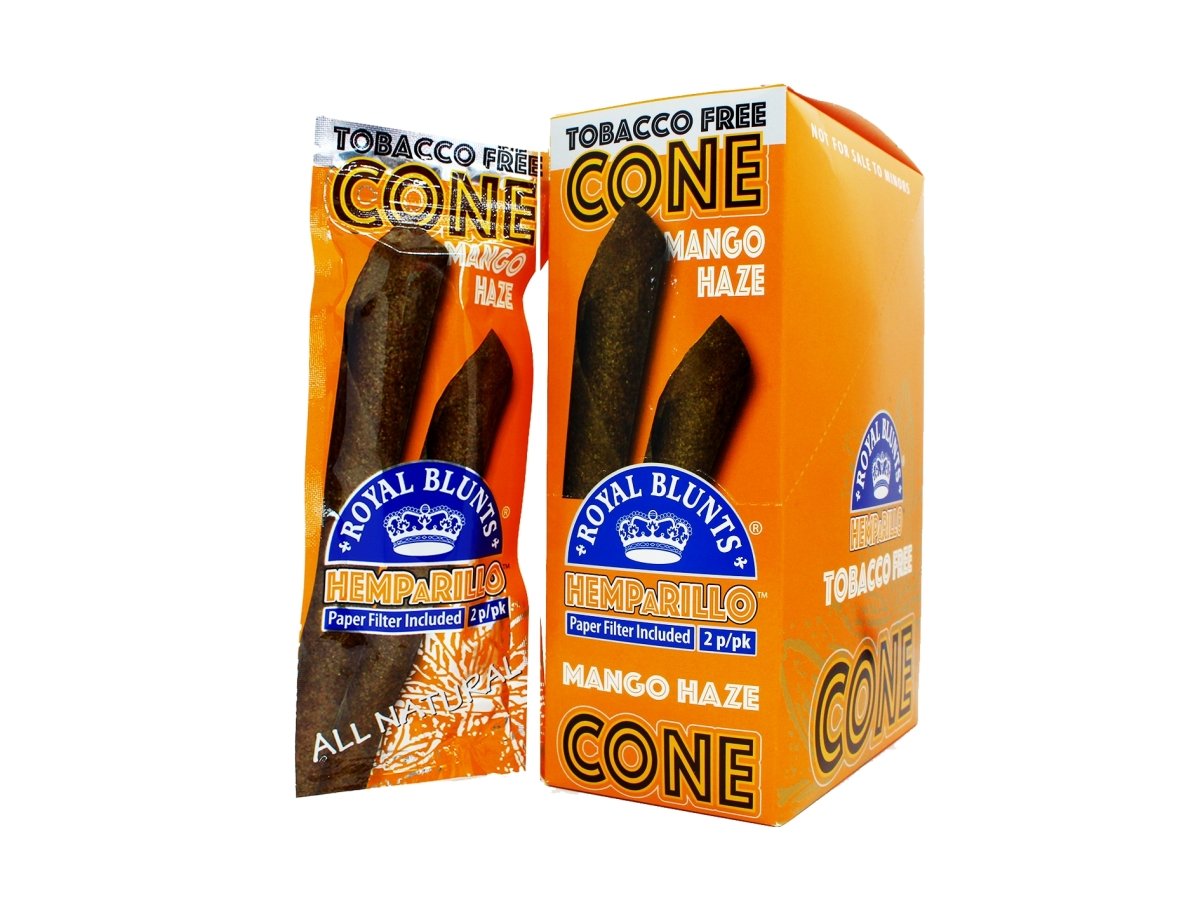 HEMP A RILLO Royal Blunt Cones - 10 Packs Per Box 2 Blunts Per Pack - Mango Haze - VIR Wholesale