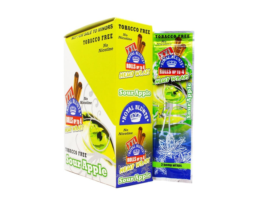 HEMP A RILLO Royal Blunt XXL Wraps 25 Per Box - 2 Per Pack - Sour Appl ...