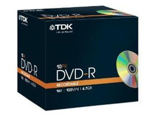 Individually Wrapped TDK DVD -R (16x120Min / 4.7gb) 10 Pack - VIR Wholesale